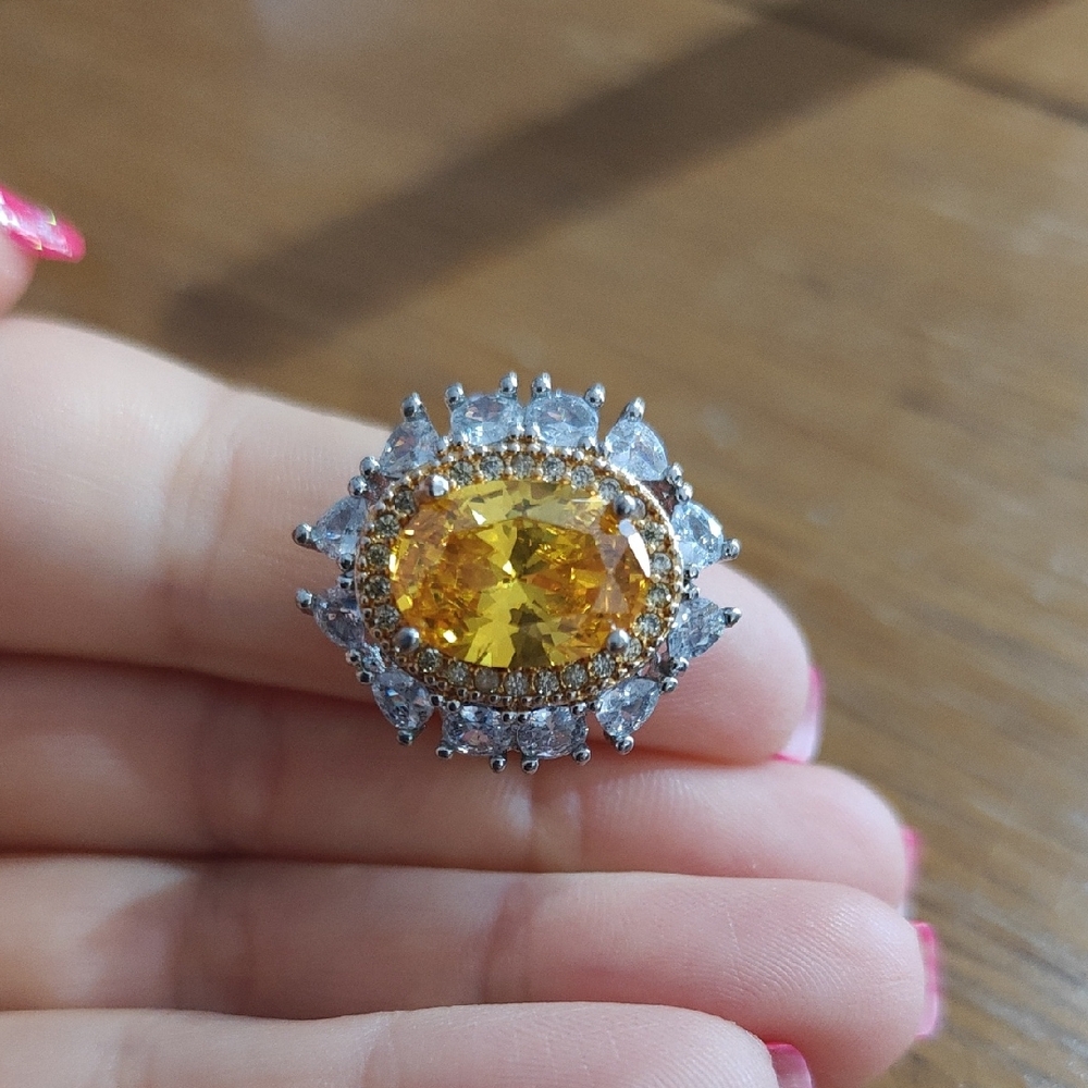 925 Yellow Citrine Ring